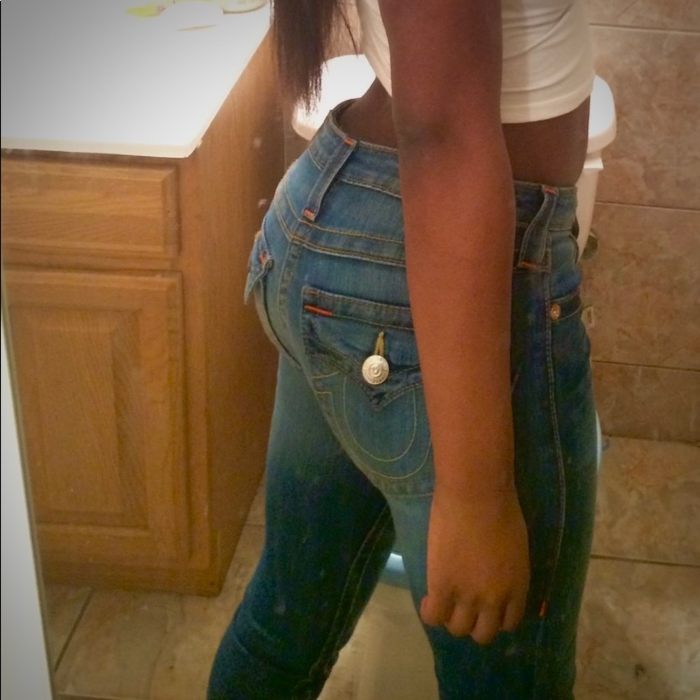 True Religion Cora Mid Rise Straight Jeans